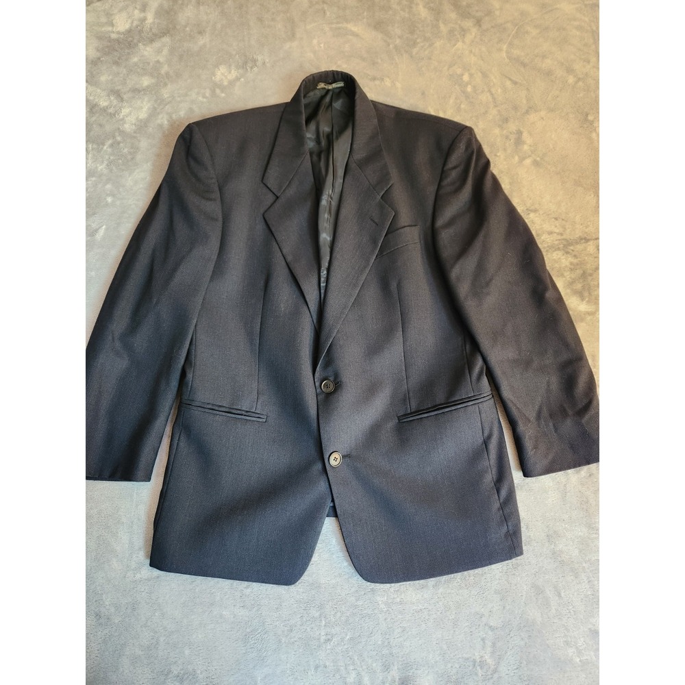 Yves Saint Laurent Blazer Mens 38 Navy Blue 100% Wool Sport Coat Jacket YSL
